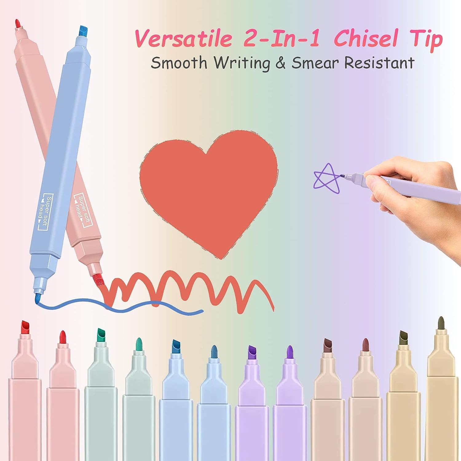 UCRAVO Pastel Highlighters Aesthetic School Supplies, 6Pcs Cute Highlighter with Mild Soft Chisel Tip, No Bleed Marker Pens for Bible Journal Planner Notes Office Arts Stationery…