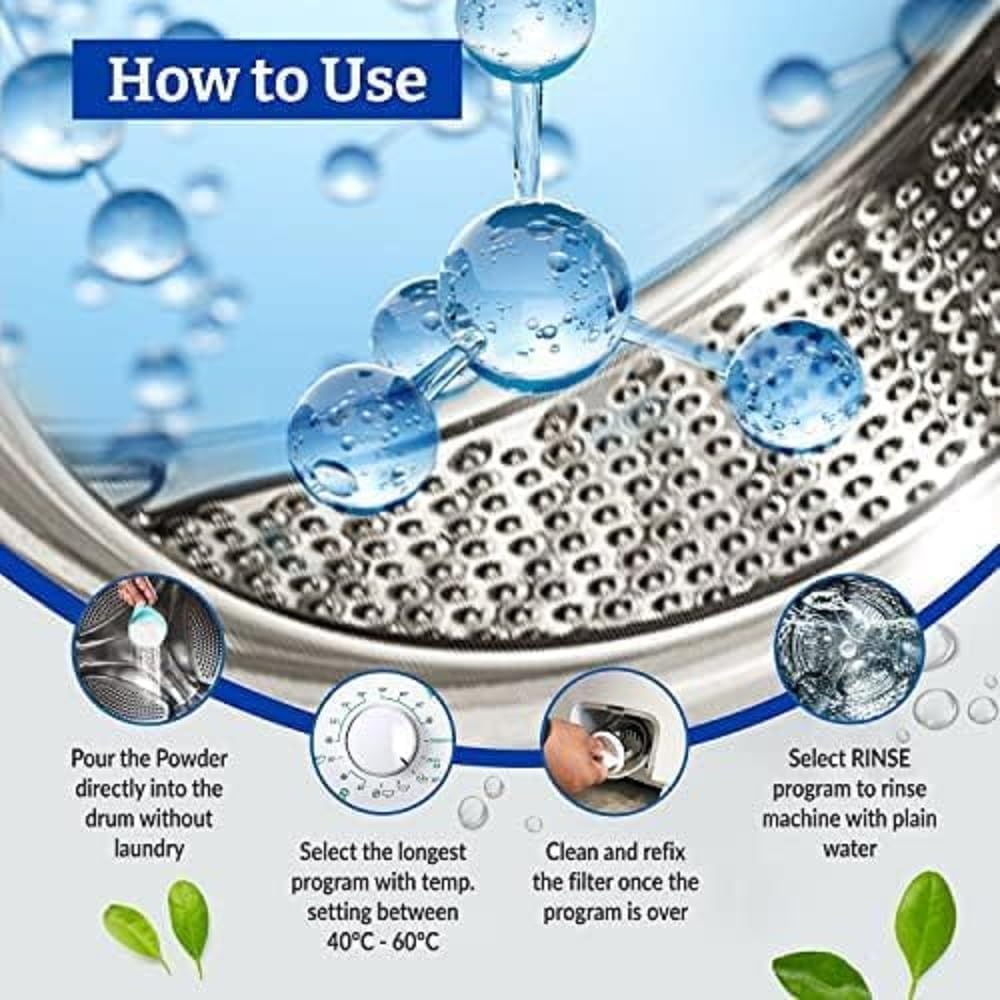 UCRAVO Washing Machine Descaler 100g Liquid Cleaner for Front Load & Top Load Machines Drum Cleaning Solution Removes Limescale, Detergent Residue,Odour & Mineral Deep Clean Drum, Extend Machine Life