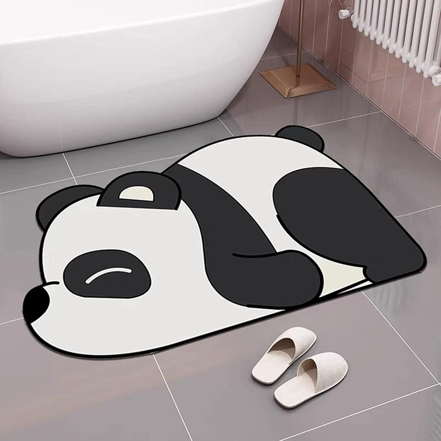 UCRAVO 1pcs Super Absorbent Floor Mat, Bath Mat Soft Carpet, Non Slip Cute Bath Mat, Panda Design, Water Absorbent Washable Quick Dry Bathroom Carpet Floor Doormat Dirt Barrier Cushion Mat(Size 40*60)