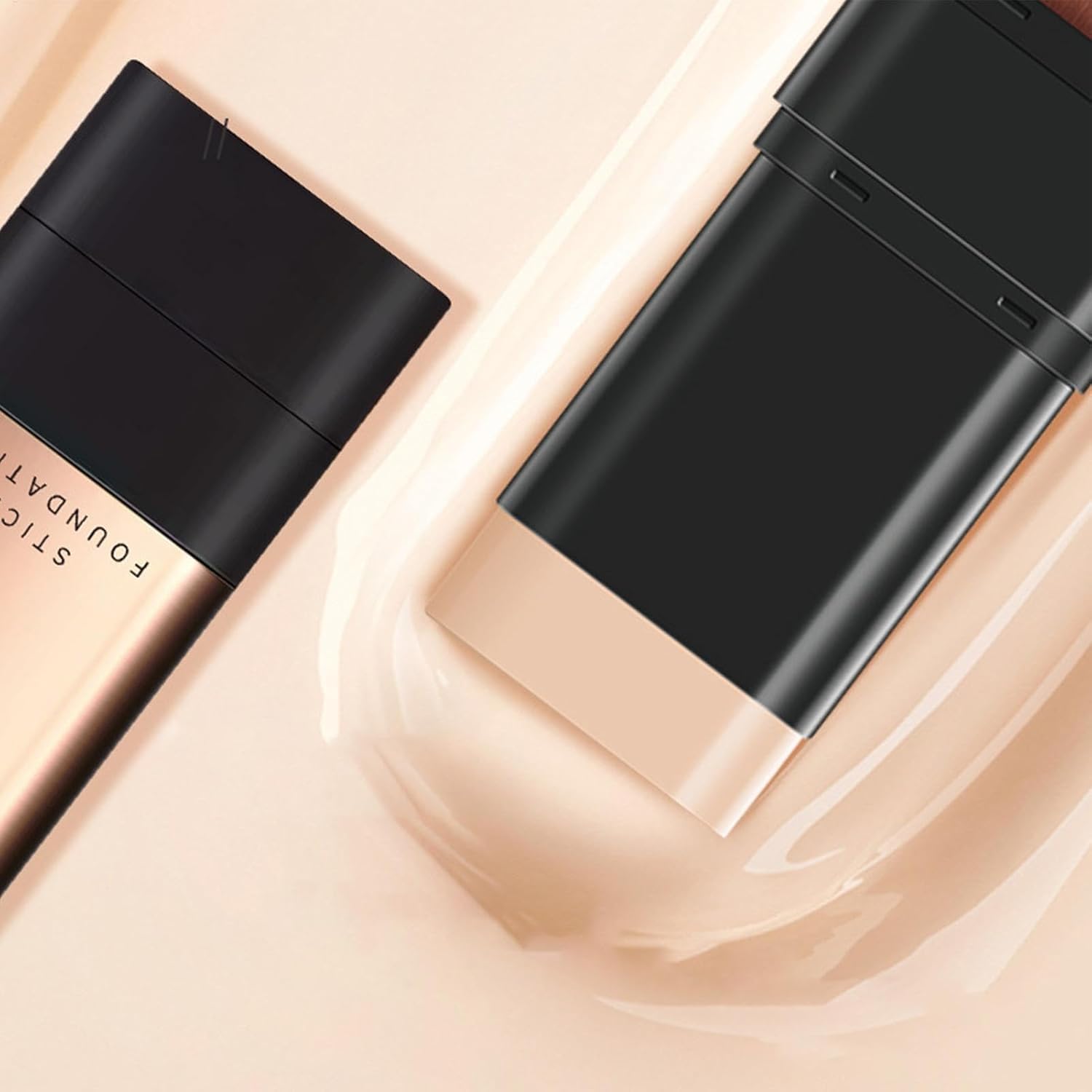 UCRAVO 2 in 1 Korean Anti-Aging Foundation Stick with Brush Instant Wrinkle Eraser & Concealer Makeup Stick Flawless Skin Coverage, Smooth, Long-Lasting, Waterproof & Sweat-Proof for Daily Use