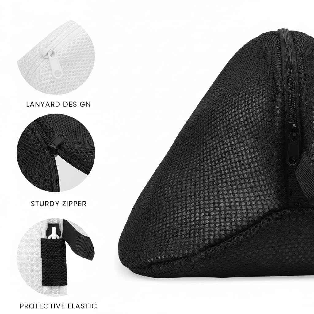 UCRAVO Black Reusable Mesh Shoe Washing Bag for Washing Machine Heavy-Duty Laundry Wash Pouch with Zip Protection Sneaker, Sports Shoes, Baby Shoes Cleaner Bag Machine Wash Safe,Durable & Breathable