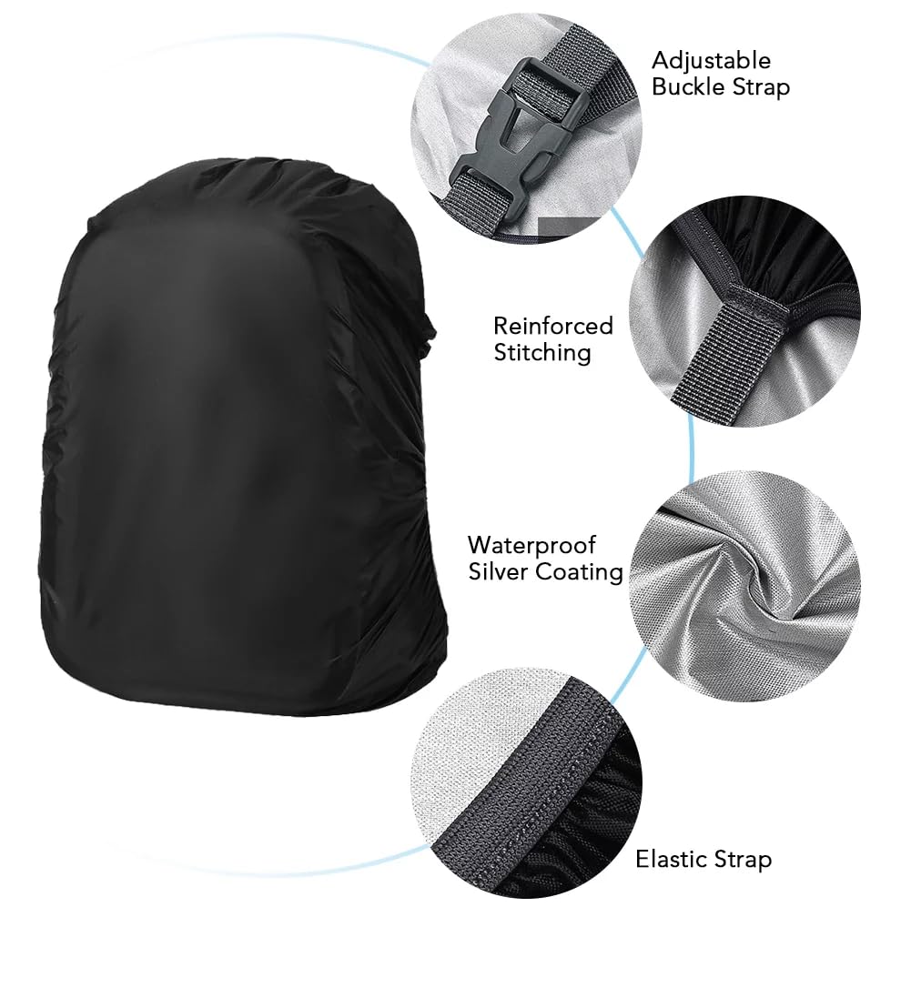 UCRAVO Waterproof Backpack Rain Cover with Adjustable Anti Slip Buckle Strap & Sliver Coating Reinforced Inner Layer for Camping, Hiking, Traveling, Hunting, Biking and More