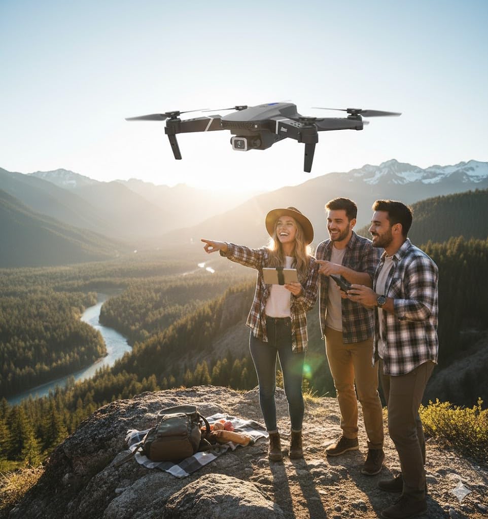 UCRAVO Foldable Drone with Camera for Adults 1080P HD | Mini RC Quadcopter with Auto Return, One Key Take Off & Landing | Altitude Hold, Headless Mode | Portable Drone with Carrying Case