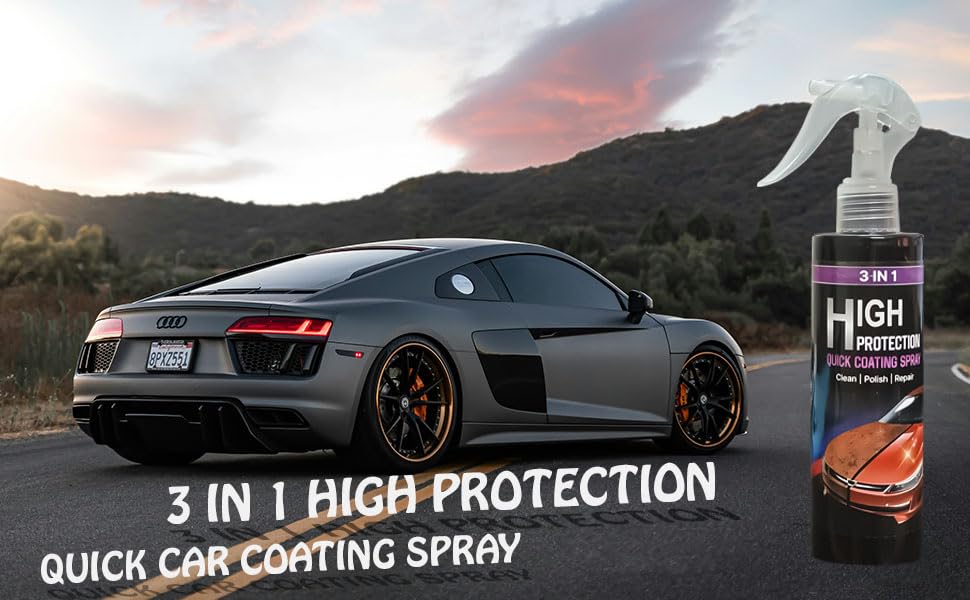 UCRAVO 1 PCS High Protection 3 in-1 Quick Coating Spray, Scratch Repair, Fast Wax Polishing, Scratch Repair Ceramic Coating Hand Spray, Waterless Car Wash Cleaning Spray
