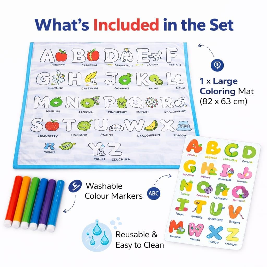UCRAVO Magic Water Doodle Mat for Kids – Reusable Coloring & Painting Drawing Mat with Water Pens | Mess-Free Educational Activity Toy for Toddlers, Boys & Girls Creative Play Learning Set