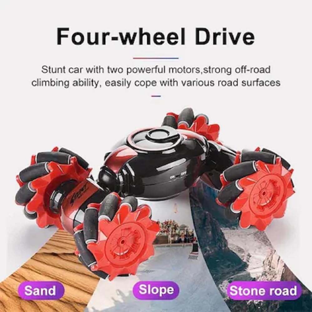 UCRAVO Car 4x4 High Speed Remote Control Car | Drift Stunt Car with Spray Smoke & LED Lights | Hand Gesture RC Car, Double Sided 4WD Monster Truck | 2.4GHz Off Road Toy for Kids Boys Girls