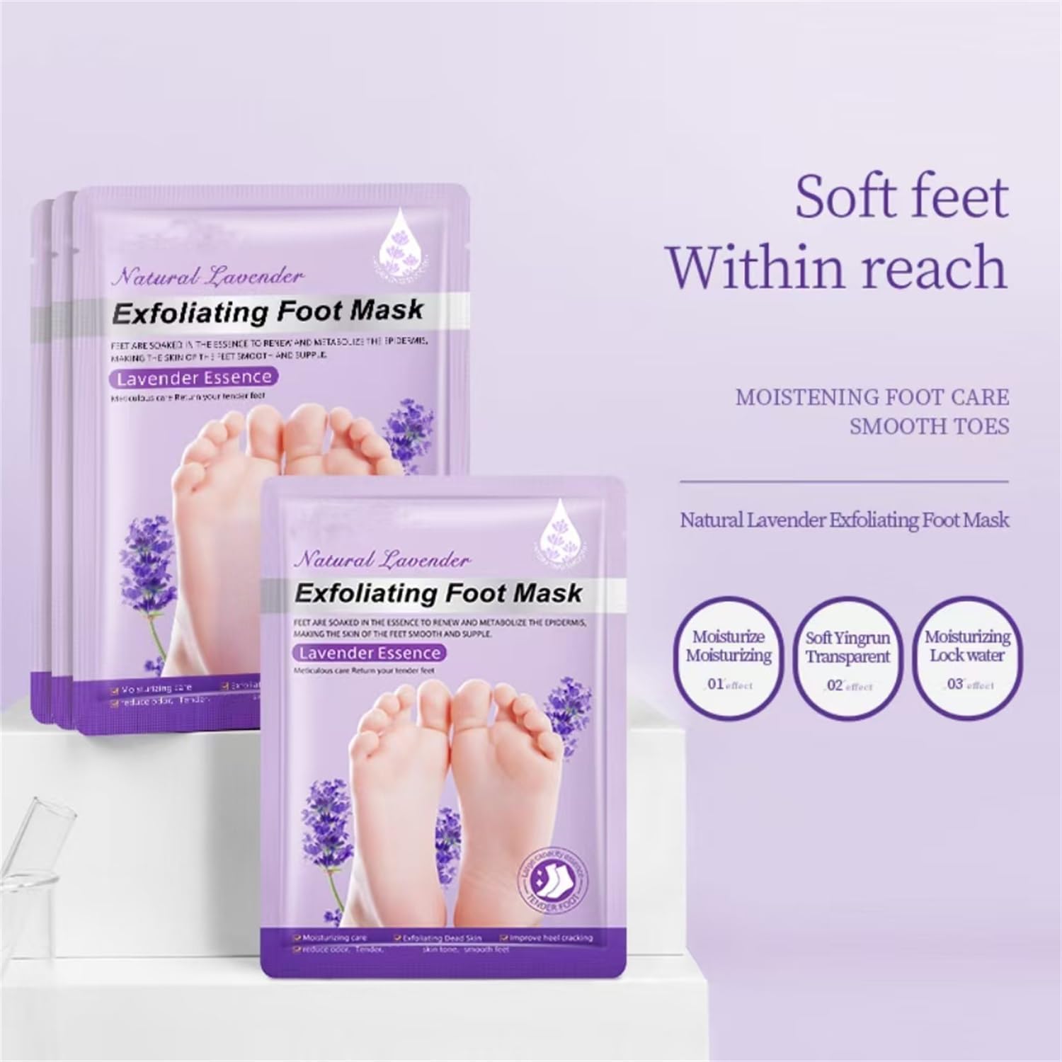UCRAVO Purple Foot Peeling Mask for Dead Skin Removal, Exfoliating Foot Mask Peel for Cracked Heels, Callus Remover Socks, Baby Soft Feet Spa Treatment for Men & Women (1 Pair)