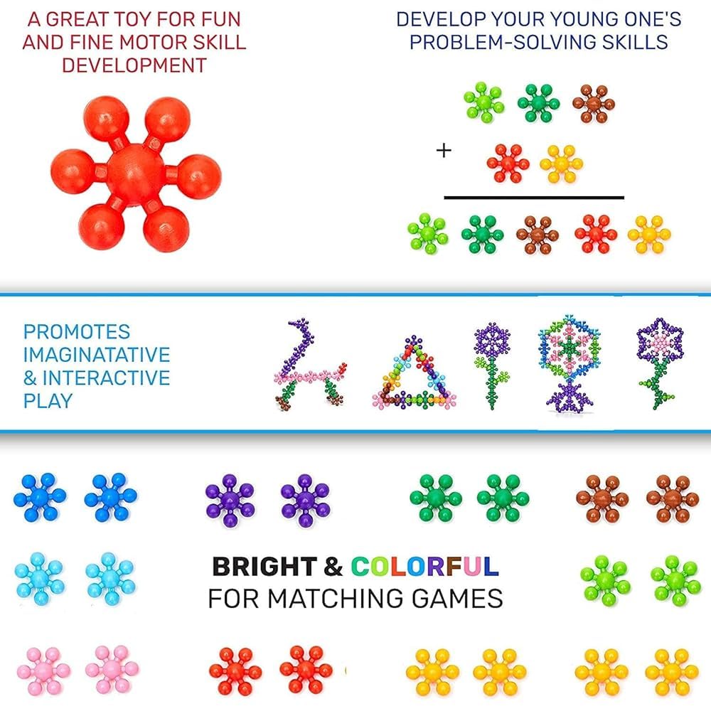 UCRAVO 25 Pcs Star Links Building Blocks Discs Set Interlocking Solid Plastic Building Blocks Set Stem Educational Toy for Kids Safe Learning Promotes Fine Motor Skills Sensory Development