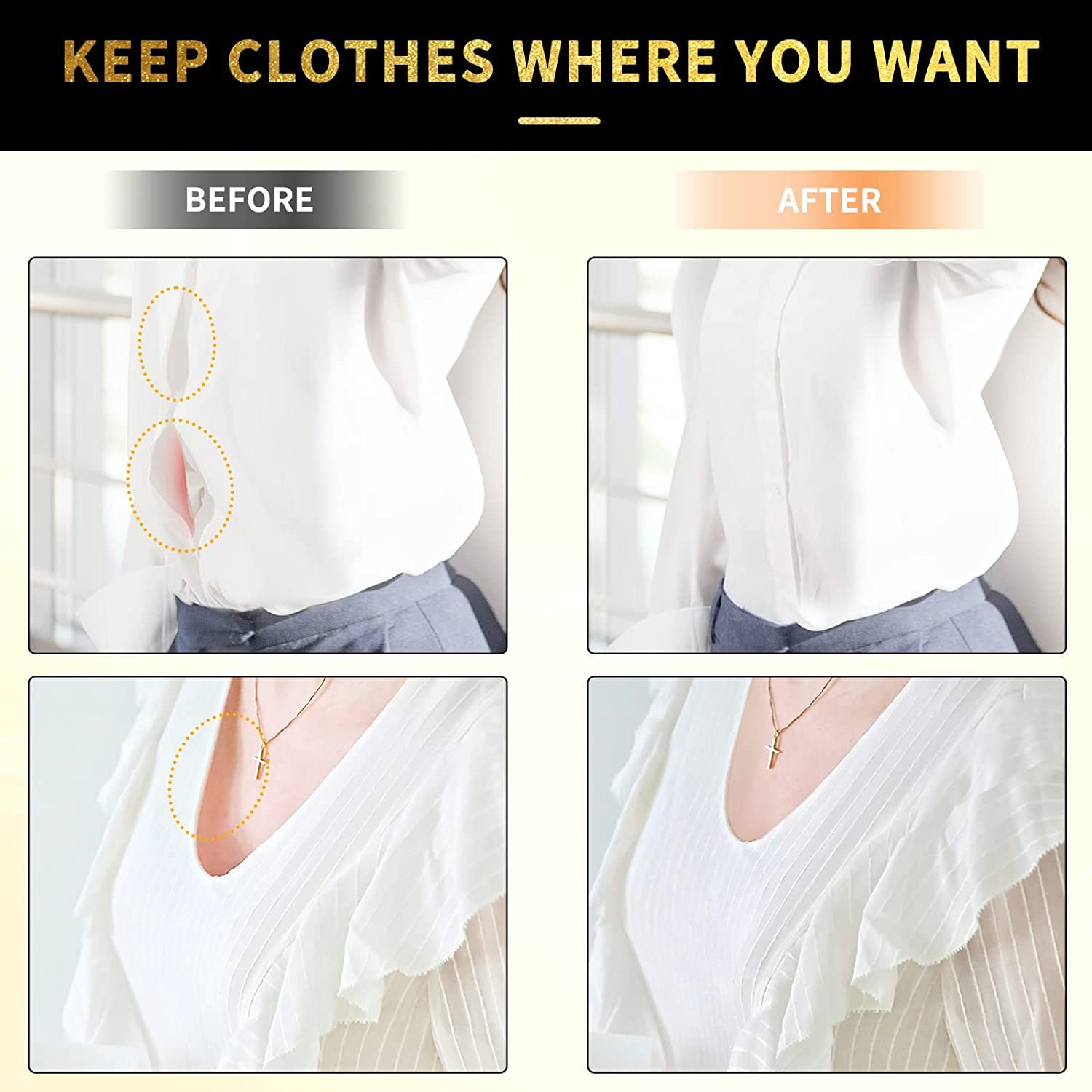 UCRAVO Double Sided Tape for Fashion Clothes Skin | Fabric Tape & Body Tape | Strong Multi Use Transparent Clear Color | Fabric and Skin Friendly for All Skin Shades (72 Strips)