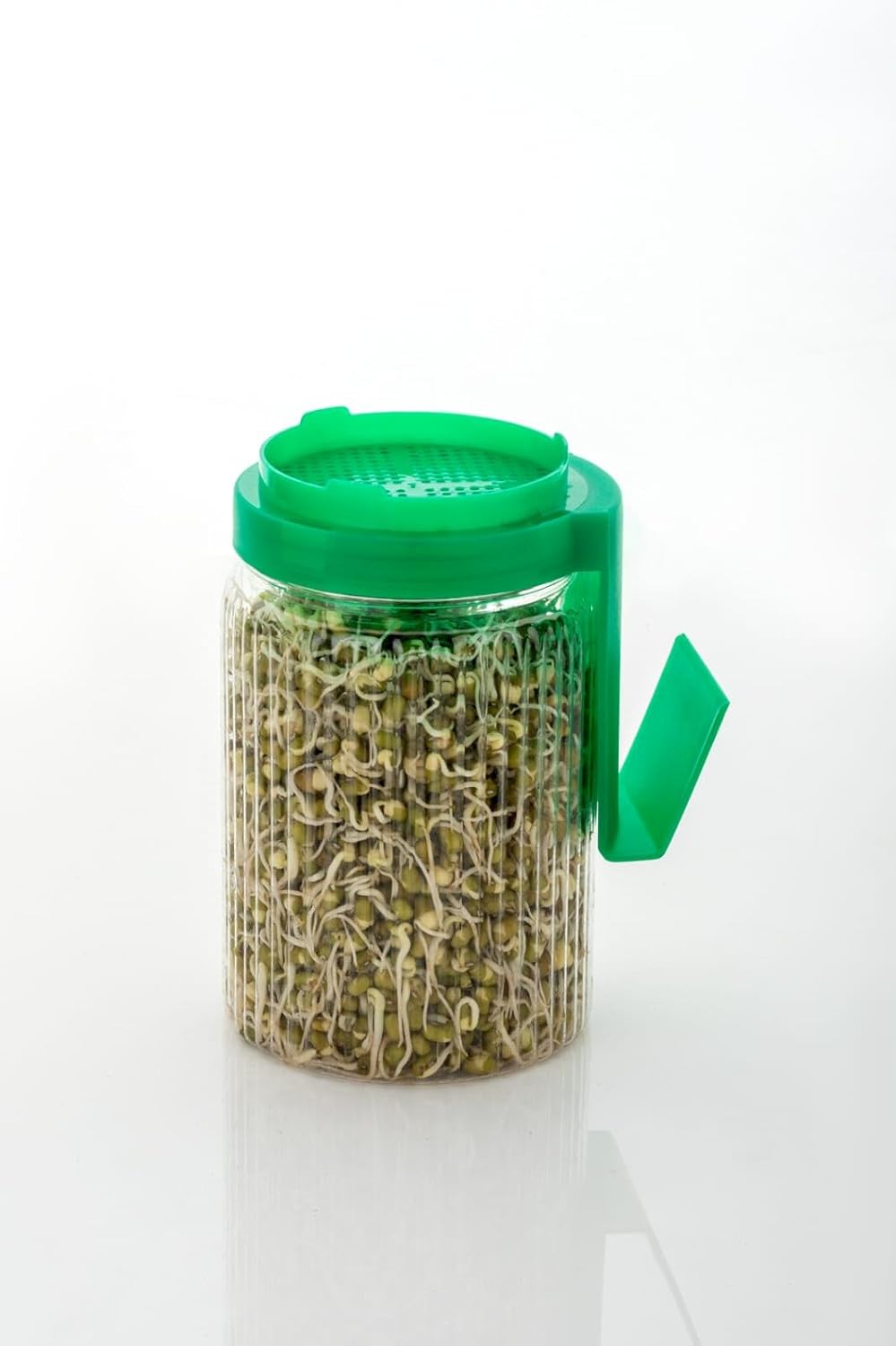 UCRAVO 720 ML Glass Sprout Growing Container with Stainless Steel Mesh Lid & Angled Drainage Stand | Beginner Friendly DIY Sprouter for Organic Seeds, Beans, and Microgreens Kit