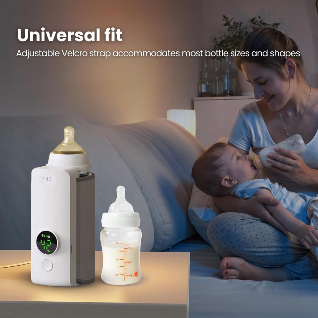 UCRAVO Portable Baby Bottle Warmer Rechargeable Cordless Warmer with Precise Temperature Control Waterless Fast Heating Bottle Heater for Breast Milk & Formula Travel Friendly On-The-Go Feeding Warmer