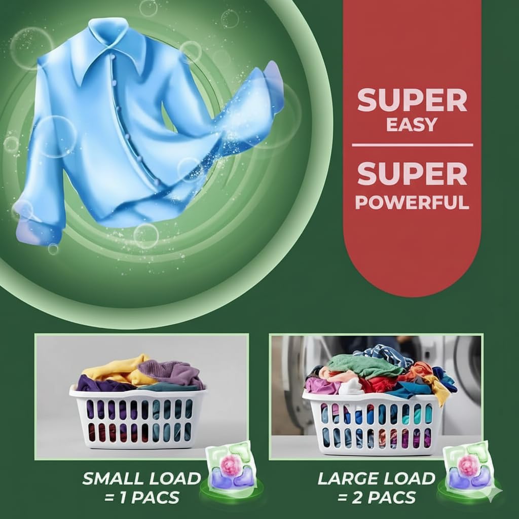 UCRAVO 5-in-1 Magic Laundry Pods 30 Value Pack High-Efficiency Washing Machine Detergent Capsules Deep Stain Removal, Color-Safe, Long-Lasting Fresh Fragrance | Liquid Pods for Front Load & Top Load