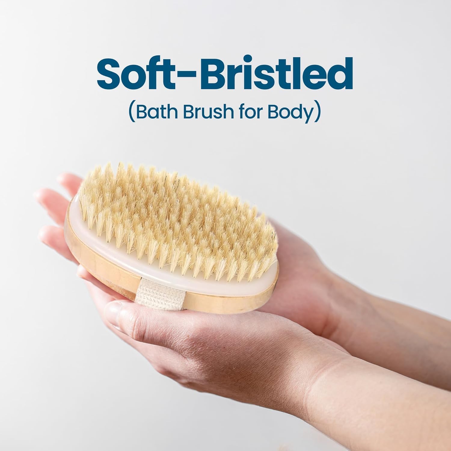 UCRAVO Natural Bristle Dry Body Brush with Long Wooden Handle for Exfoliation – Body Scrubber for Glowing Skin, Lymphatic Drainage & Cellulite Reduction Perfect Bath Brush for Men & Women (Brown)