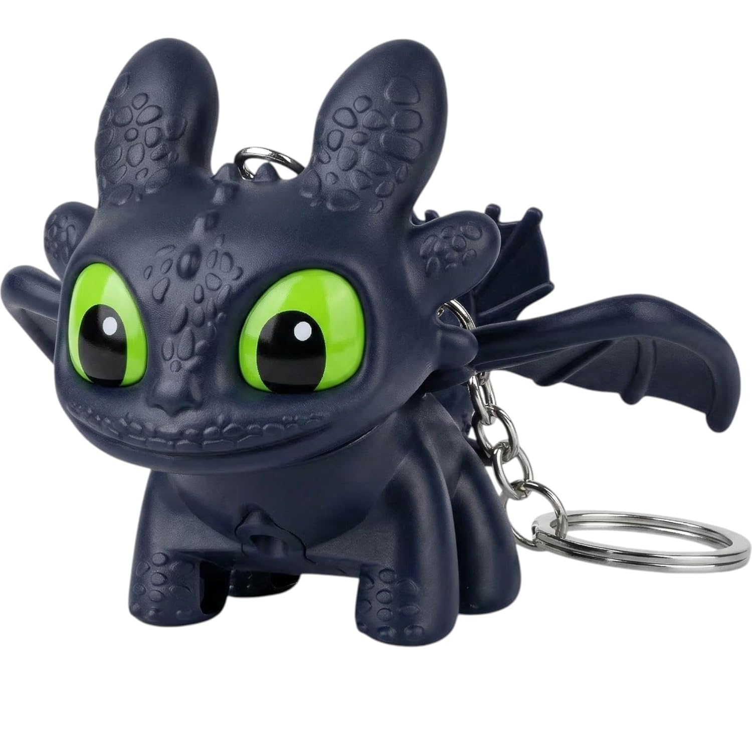 UCRAVO Dragon Keychain Toy with LED Light & Moving Wings – Night Fury Glowing Dragon Keyring | Mini Fantasy Creature Keychain for Car Keys, Bike, Backpack Accessory, Bag Charm & Kids Gift