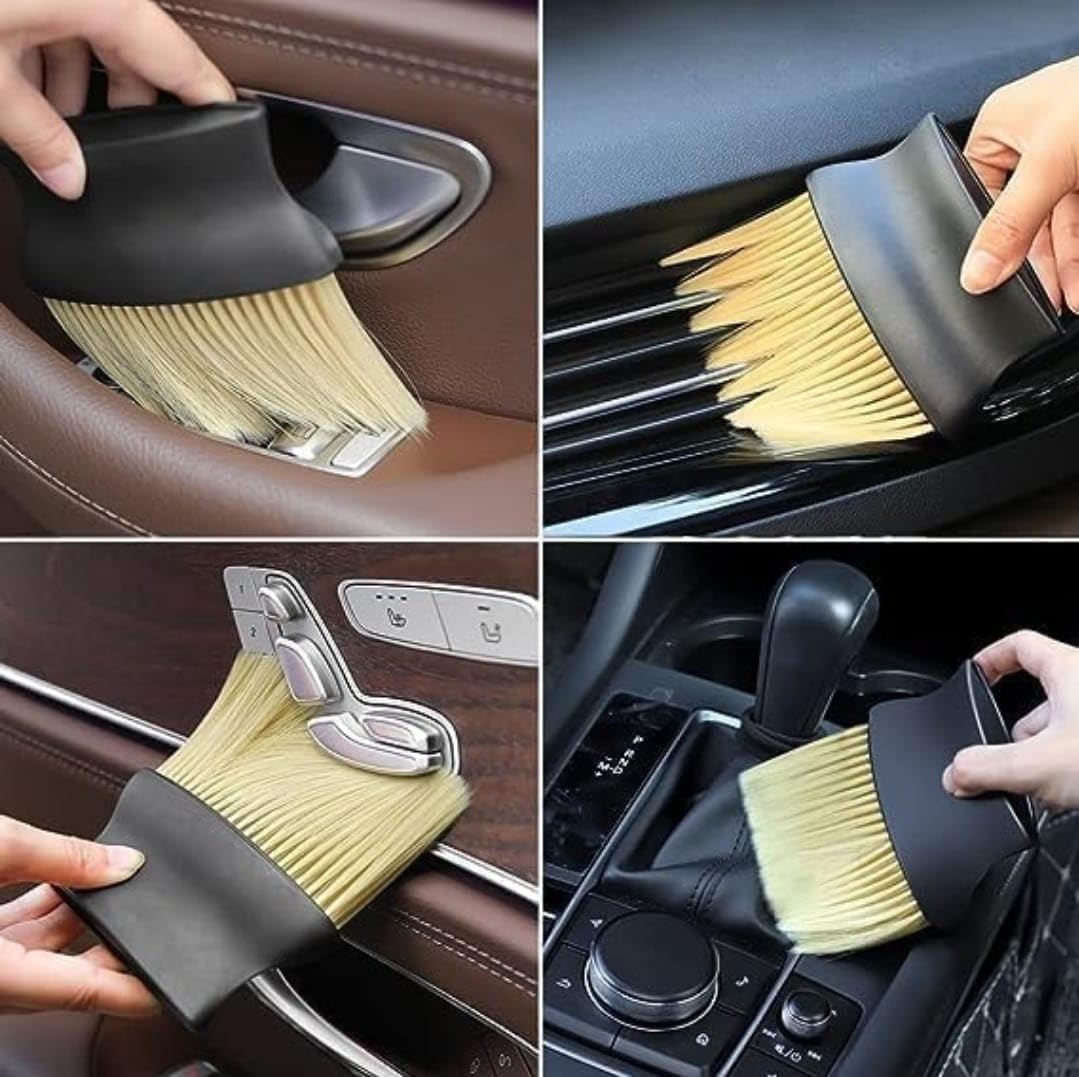 UCRAVO 5-Piece Professional Car Cleaning Kit with Extendable Microfiber Duster | Multi-Purpose Detailing Tool Scratch & Lint Free with Interior Brush, Microfiber Cloth for Car, Bike & Home Accessories