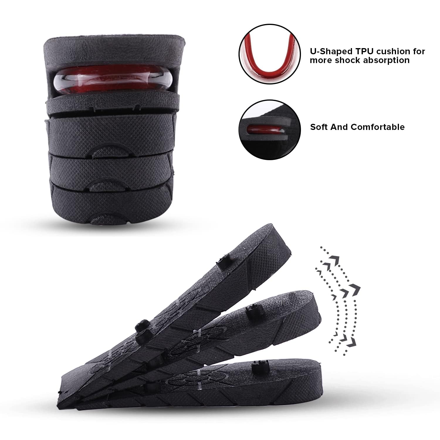 UCRAVO Height Increase Shoe Insoles for Men Heel Lift Insoles for Height Enhancement Shock Absorbing Cushioned Height Boost Inserts for Formal Shoes,Sports Shoes, Casual Footwear, Walking & Daily Use