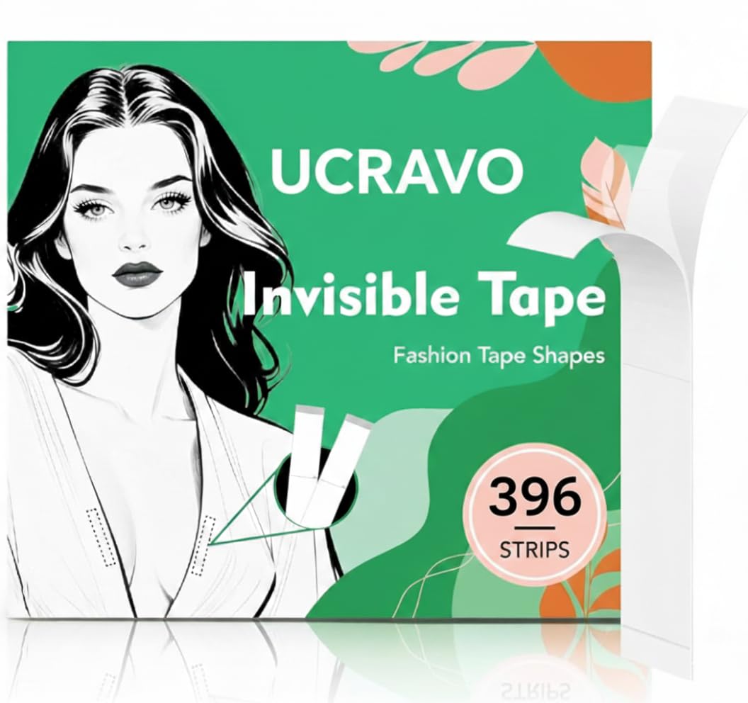 UCRAVO 396 Double Sided Dress Tape Strips for Women Invisible Clothing & Body Tape for Saree,Blouse, Deep Neck Dresses, Tops & Gowns Strong All-Day Hold, Skin Friendly Fashion Emergency Wardrobe Tape