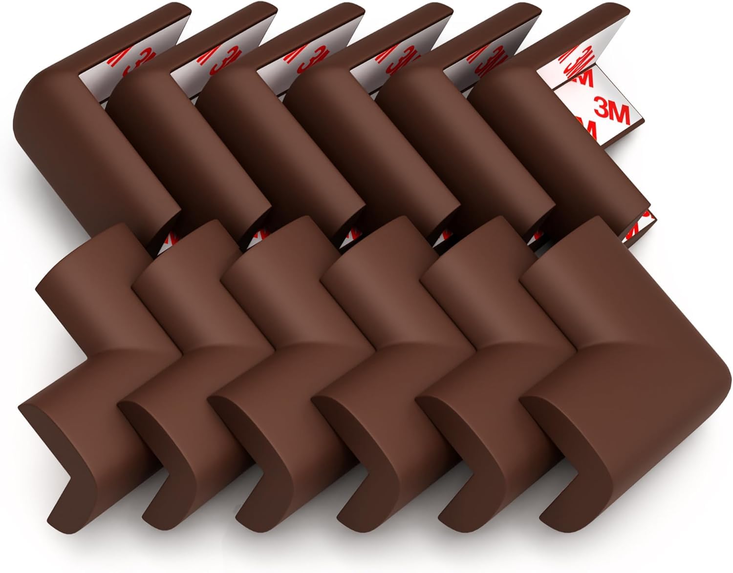 UCRAVO 8 pcs Brown Baby Safety Table Corner Protectors, Furniture Corner and Edge Safety Bumpers, Soft Rubber Foam Cushion Covers, 3M Taped Corner Guards, Baby Child Proofing Pads Rubber Corners