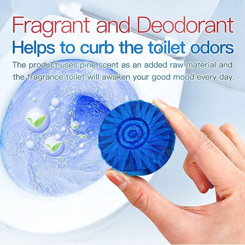 UCRAVO 10PCS Toilet Bowl Deodorizer Cleaner Tablets | Powerful Automatic Flush Cleaner Balls Long-Lasting Bathroom Fragrance & Odor Remover Anti-Bacterial, Limescale & Stain Removing Cleaning Tablets