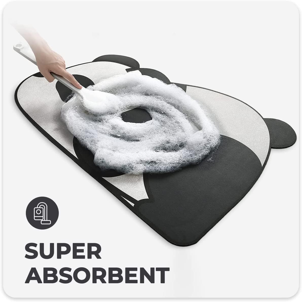 UCRAVO 1pcs Super Absorbent Floor Mat, Bath Mat Soft Carpet, Non Slip Cute Bath Mat, Panda Design, Water Absorbent Washable Quick Dry Bathroom Carpet Floor Doormat Dirt Barrier Cushion Mat(Size 40*60)