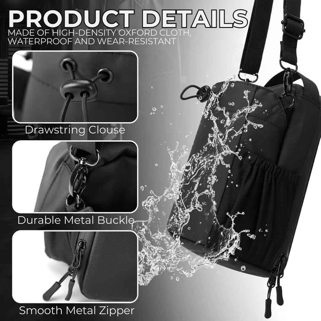 UCRAVO Magnetic Gym Bag Crossbody Sling Bag for Men & Women with Water Bottle Holder – Adjustable Strap Sports Shoulder Bag for Travel, Cycling, Running, Gym Workout, Passport & Daily Essentials