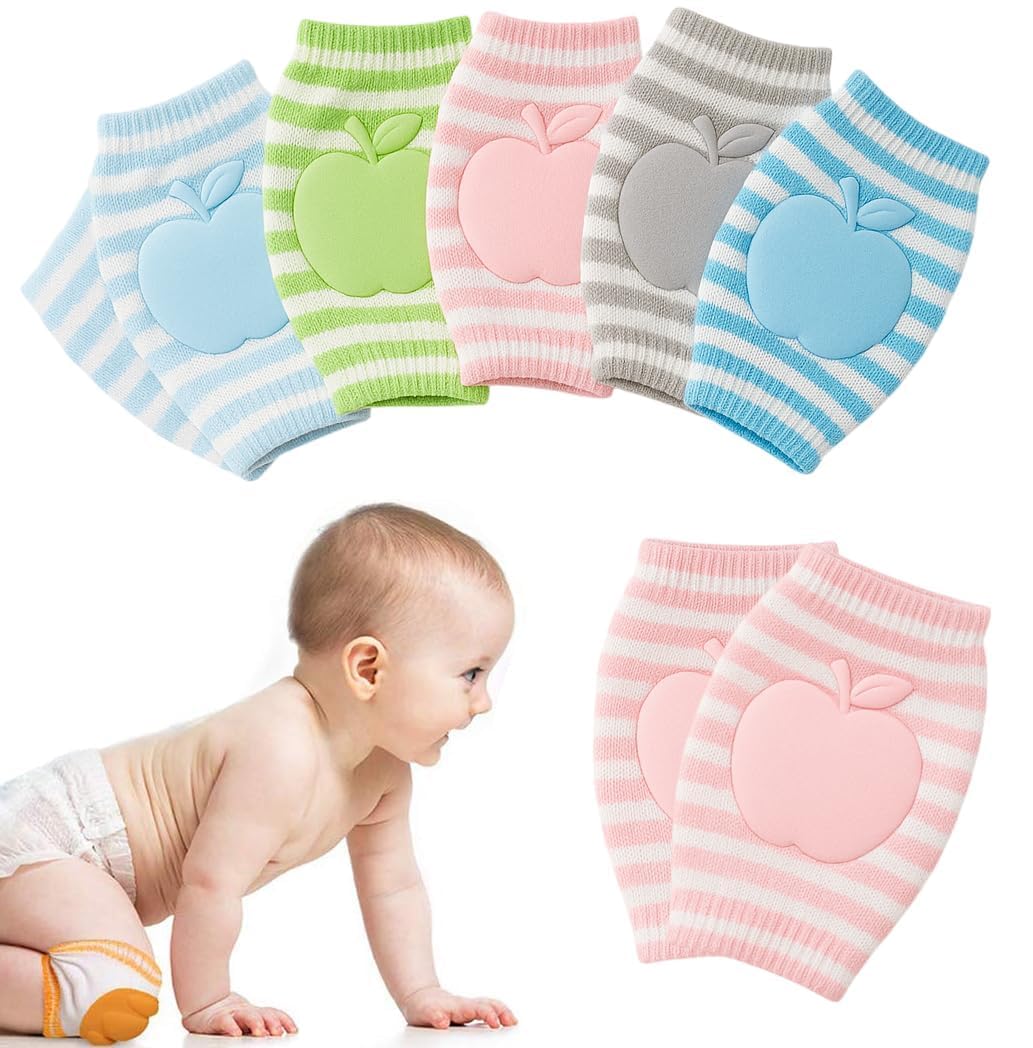UCRAVO Baby Knee Pads for Crawling, Anti-Slip Soft Cushion Breathable Elastic Knee Protectors for Toddlers, Leg Protector Accessories for Toddlers Infant Baby Boys Girls (Multi Color)