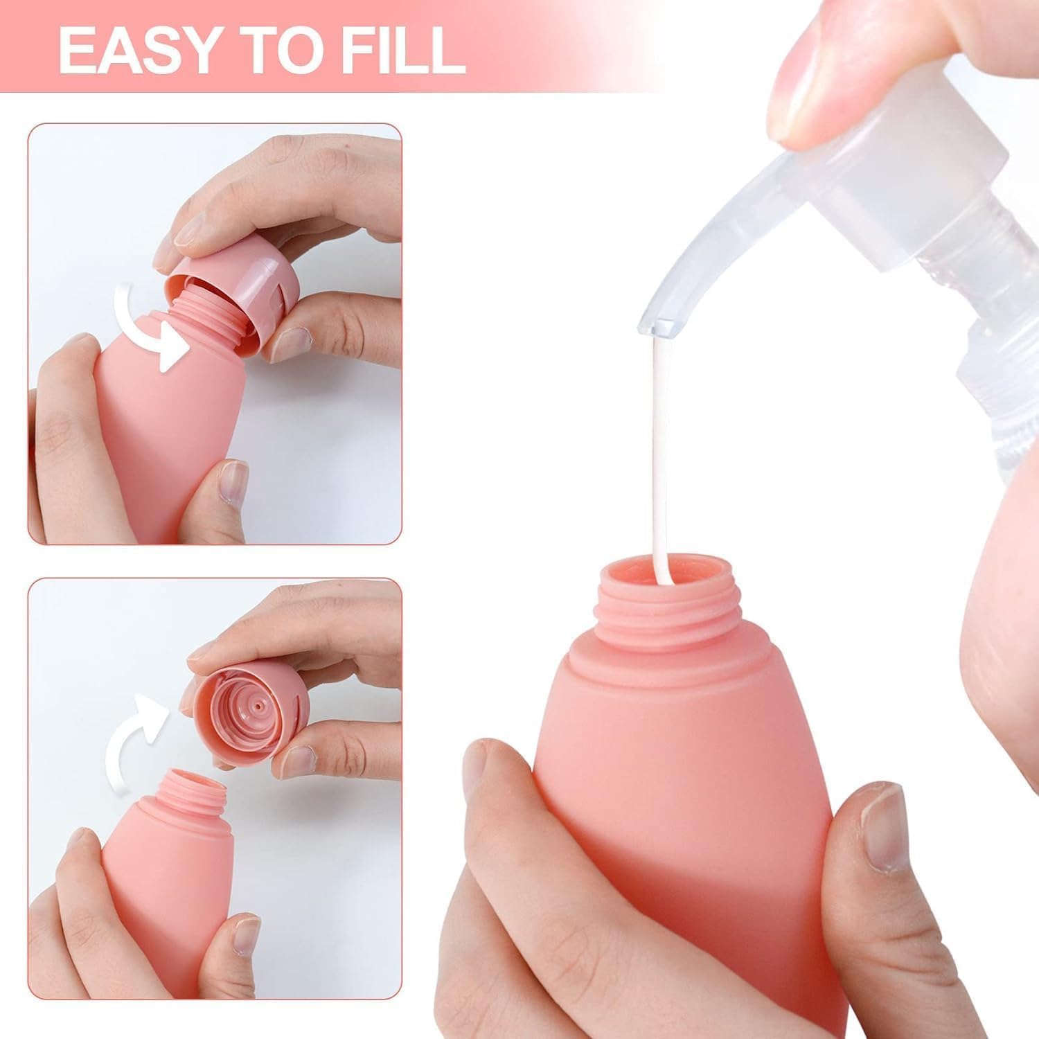 Ucravo 3 Pcs Travel Bottles for Toiletries, Portable Silicone Travel Container Set for Cream, Shampoo, Hand Wash, Lotion Storage, Leakproof Mini Travel Essentials for Women Travel Accessories(60ml)