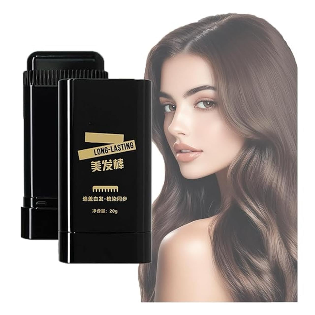 UCRAVO 2 in 1 Hair Color Stick Hair Dye Comb Instant Root Touch-Up Hair Color Stick for Gray Hair Coverage Temporary Hair Dye Comb for Men & Women, Waterproof, Sweat-Proof, Easy to Apply,Natural Look