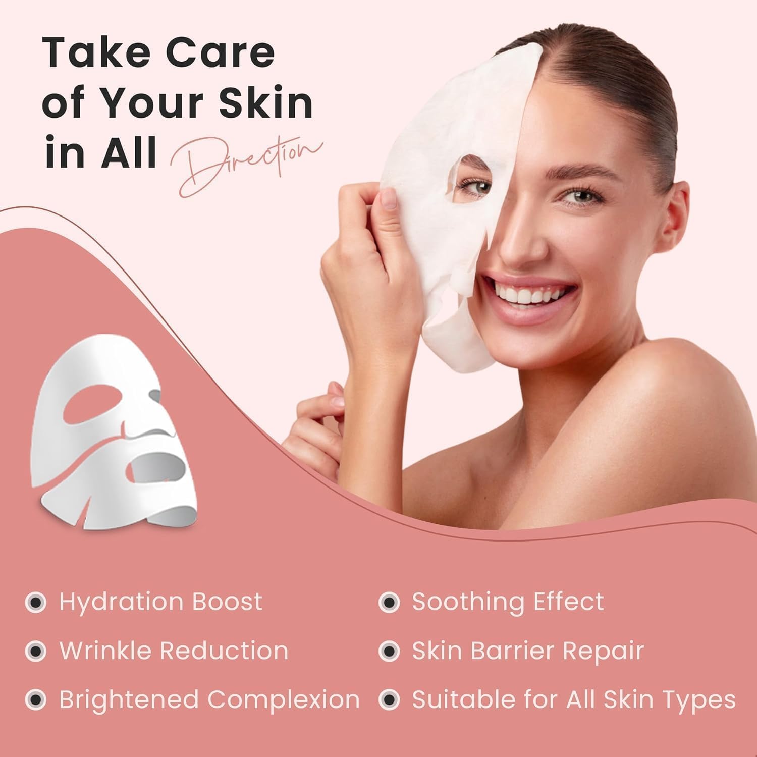 UCRAVO 2 Sheets Bio-Collagen Real Deep Mask, Hydrating Overnight Hydrogel Mask, Pore Minimizing, Elasticity, Plumping Improvement, Korean Skin Care, Valentines Day Gifts for Her