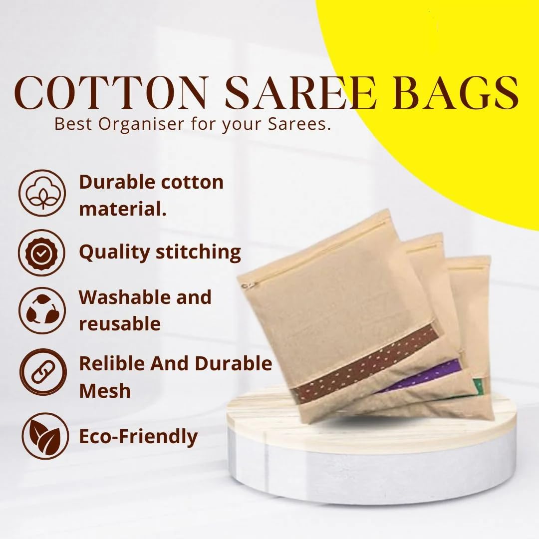 UCRAVO Pack of 6 Saree Bags Single Packing Saree Cover with Zipper Clothes Bags for Storage Mesh Window Cloth Storage Bags Set | Clothes Bags and Wardrobe Organizer with Transparent mesh window Set