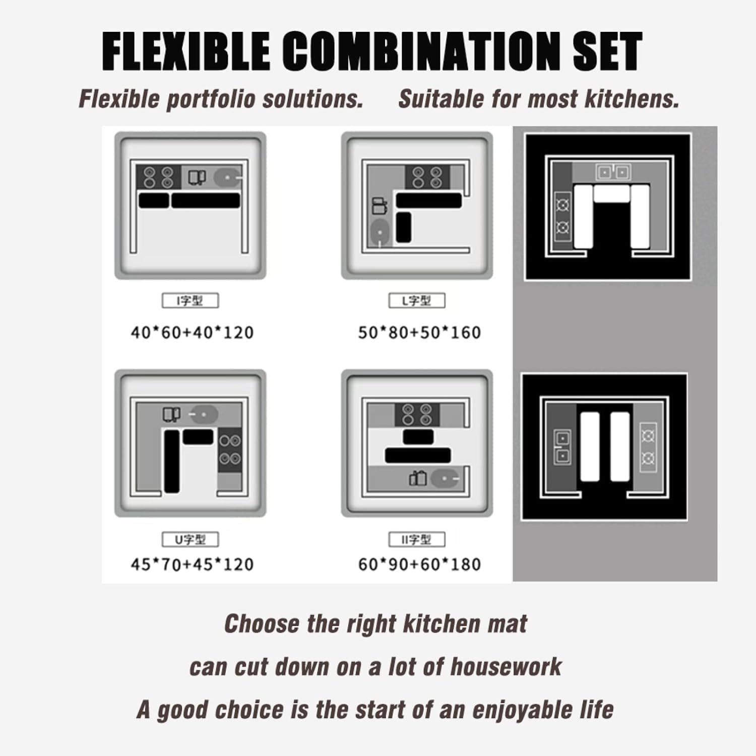 UCRAVO Kitchen Rugs and Mats Set of 2, Anti Fatigue Cushioned Non Slip Kitchen Floor Mats, Comfort and Support Standing Waterproof Kitchen Carpets, Laundry, Office, Home Decor