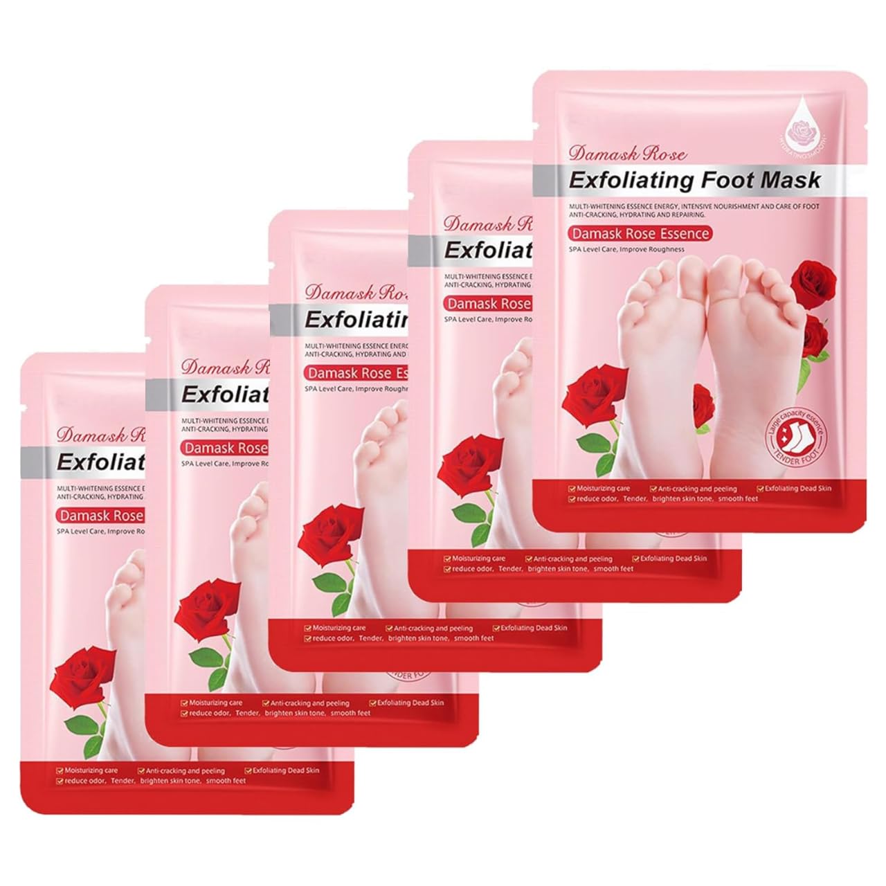 UCRAVO Red Foot Peeling Mask for Dead Skin Removal, Exfoliating Foot Peel Mask Socks for Cracked Heels, Callus & Dry Feet Repair, Baby Soft Smooth Feet Spa Treatment at Home for Men & Women (1 Pair)