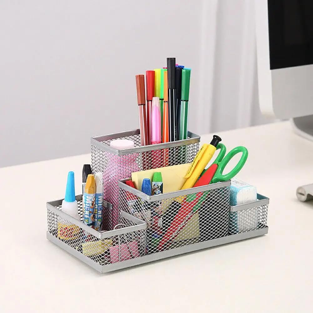 UCRAVO Black Round Mesh Pen Stand, Pencil Holder, Pen Organizer for Desk, Pen Cups, Stationary Storage Stand, Makeup Brush Holders, Pen, Pencil Holder for Office Home and Study Table