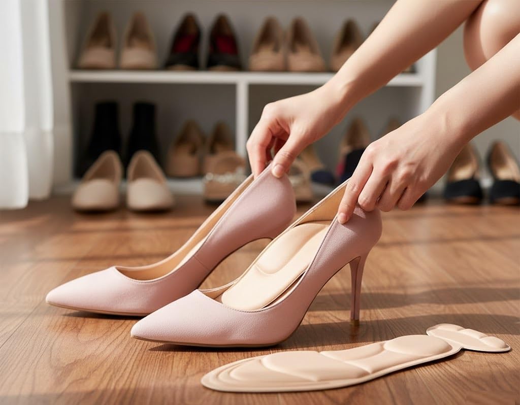 UCRAVO Heel Cushion Inserts for Women Soft Sponge Heel Pads for Heels, Sandals, Pumps & Flats | Shock Absorbing Comfort Inserts for Heel Pain Relief, Long Standing, Walking & Daily Use – 2 Pair Pack