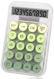 UCRAVO Clear Green Calculator, 10-Digit Desktop Adding Machine, Green Mechanical Round Buttons, Transparent Aesthetic Keypad, Small Basic for Office & School