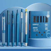 UCRAVO Pastel Gel Pens Highlighter Set, Aesthetic School Supplies 5PCS Retractable Blue Ink Pens with 1PCS Highlighter 5PCS Refills, 0.5mm Fine Points Pen for School Writing Planner Marker- BLUE