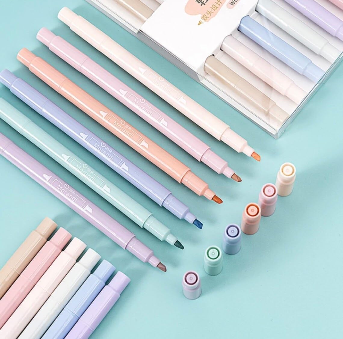 UCRAVO Cute Highlighters With Duals Tips, Cream Colors, Chisel Tip and Bullet tip, Aesthetic Highlighter Marker, No Bleed Dry Fast Easy to Hold Soft Chisel Tip Bible Highlighter Pens No Bleed Through