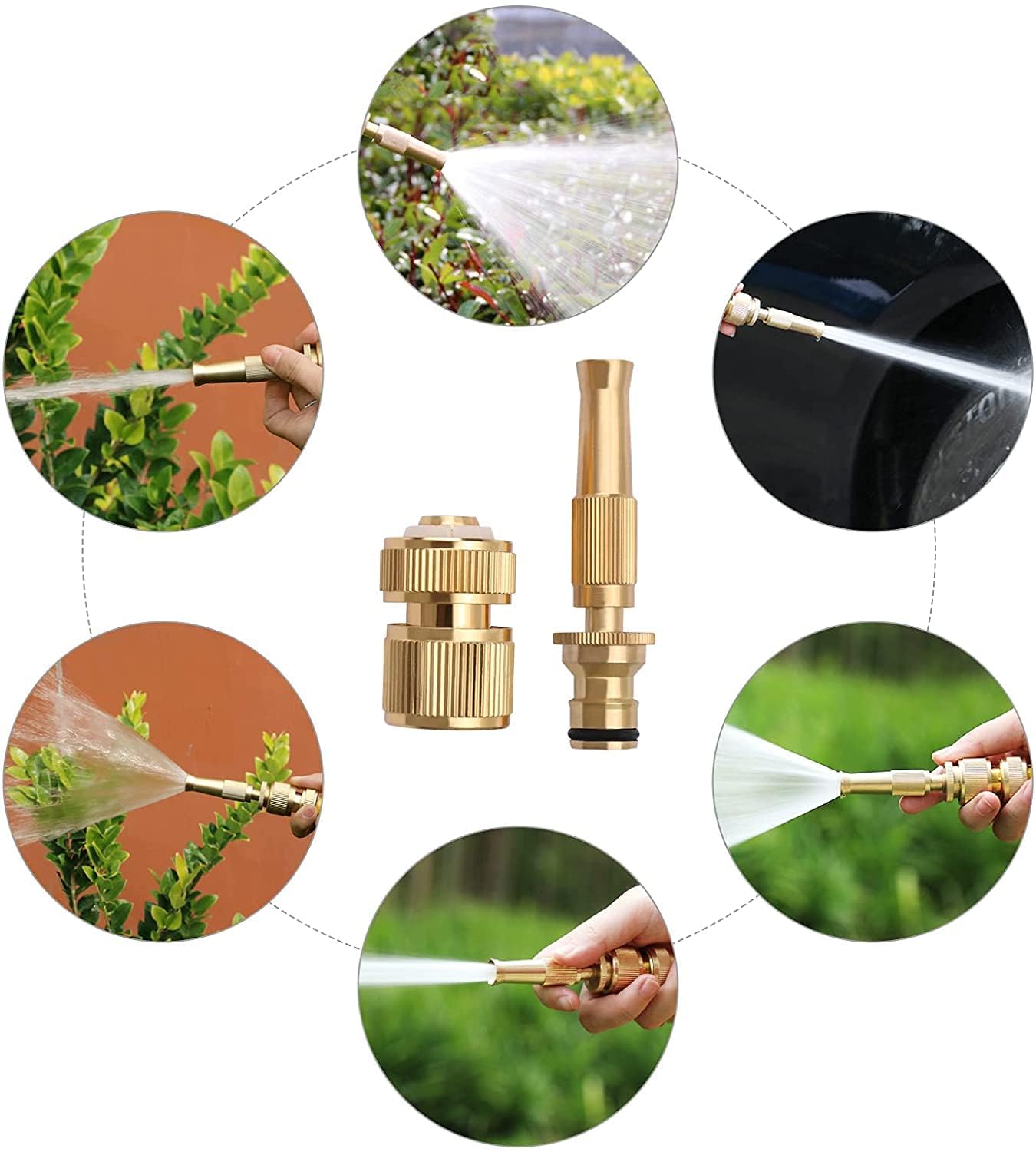 UCRAVO Water Spray Gun for Car Wash, Bike Washing, High Pressure Hose Nozzle, Adjustable Water Flow Jet Sprayer for Gardening, Home Cleaning, Multi-Purpose Brass Nozzle Spray Gun