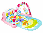 UCRAVO Play Gym Mat for Babies, 5-in-1 Indian Musical Keyboard Mat Piano Mat, Portable Baby Playing Mat for New Born with 5 Hanging Toys, Music & Lights, Indoor Activity for 0 to 12 Months Boys Girls