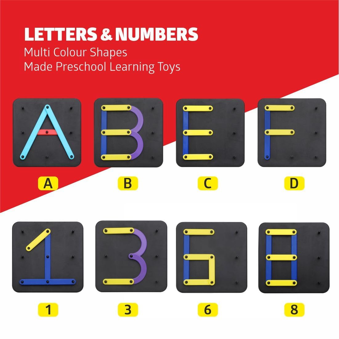 UCRAVO Letter Puzzle Alphabet Number Construction Set, Alphabet Number Building Game for Toddlers, ABC Learning Toy, Shape Maker Color Recognition Game with Activity Stick for Preschool