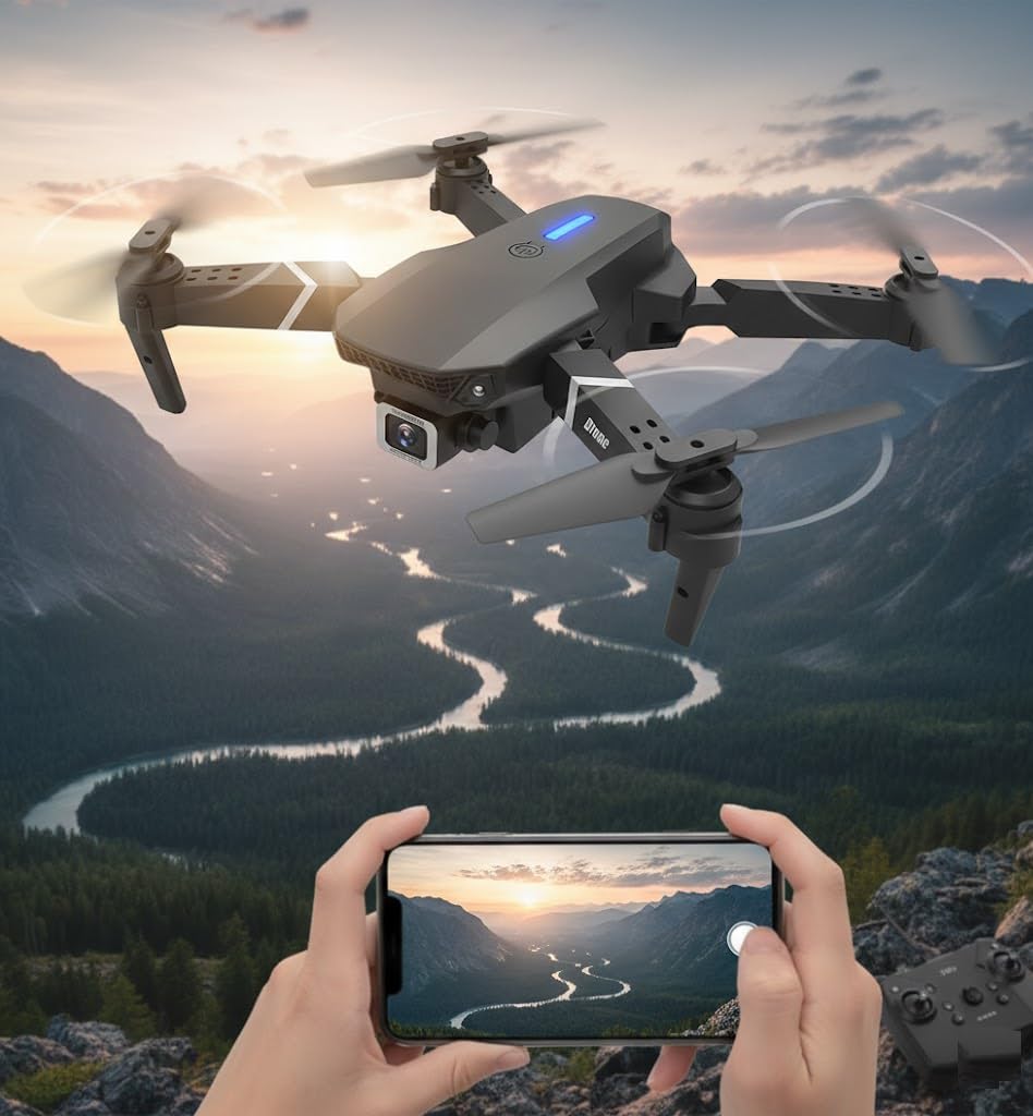UCRAVO Foldable Drone with Camera for Adults 1080P HD | Mini RC Quadcopter with Auto Return, One Key Take Off & Landing | Altitude Hold, Headless Mode | Portable Drone with Carrying Case