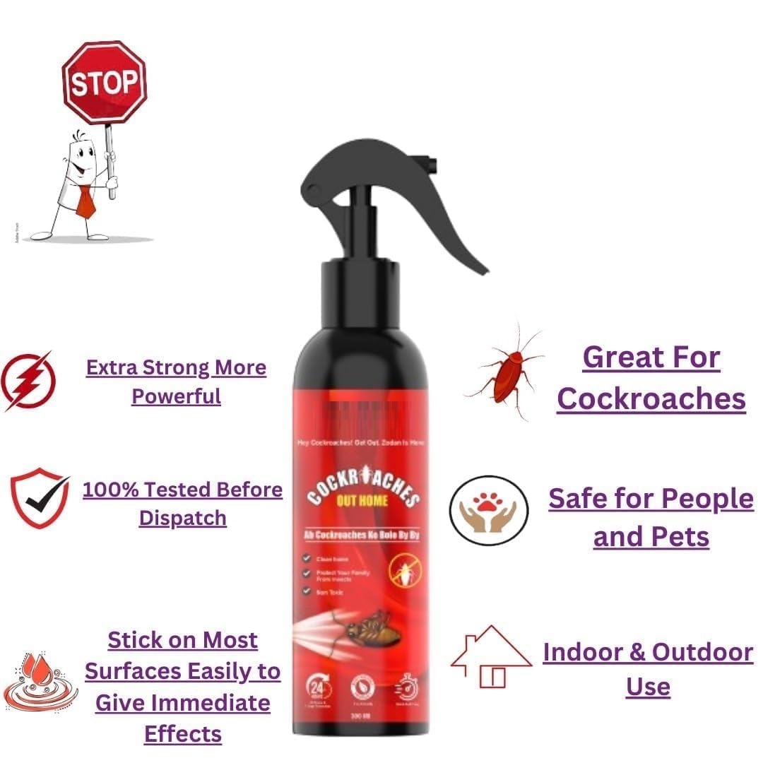 UCRAVO Herbal Cockroach Repellent Spray 200ml – Permanent Cockroach Killer, Natural & Chemical-Free | Safe for Home, Kitchen, Bedroom & Bathroom | Baby & Pet Safe Roach Spray | Eco-Friendly Pest Control