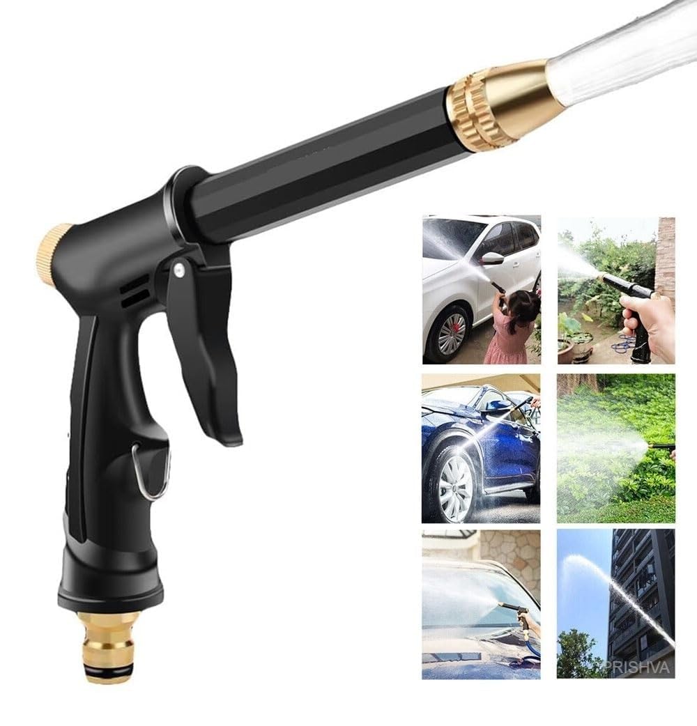 UCRAVO Metal, Rubber 1 Pc Mini Washer Gun Nozzle, Black, High Pressure Car Wash Trigger Nozzle, Multi-Pattern Spray Gun for Cleaning, Gardening, and More
