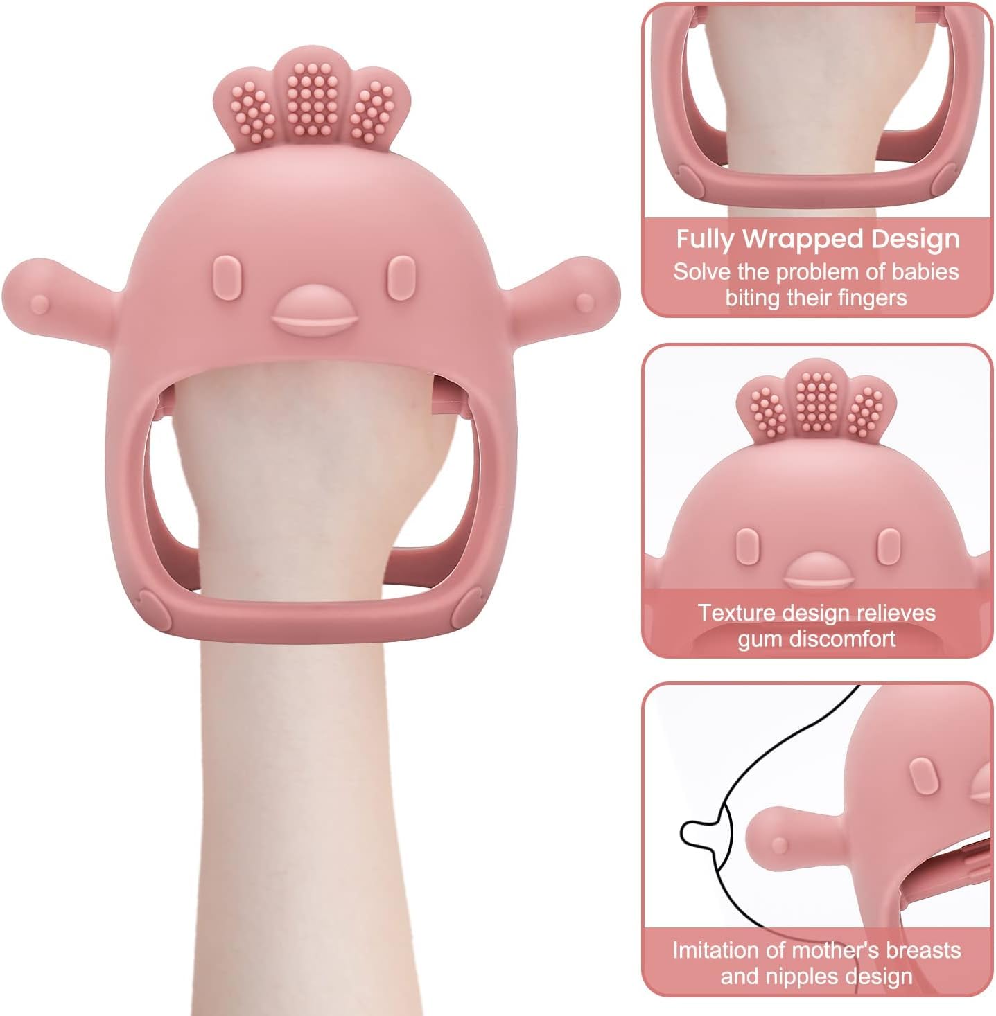 UCRAVO 1 Pack Baby Teething Toys, Teething Mitten for Babies, Silicone Teether for Toddler Infant Baby, Chew Toys for Sucking Needs, Easy to Grip, Never Drop Hand Wrist Teether(Sky Blue)