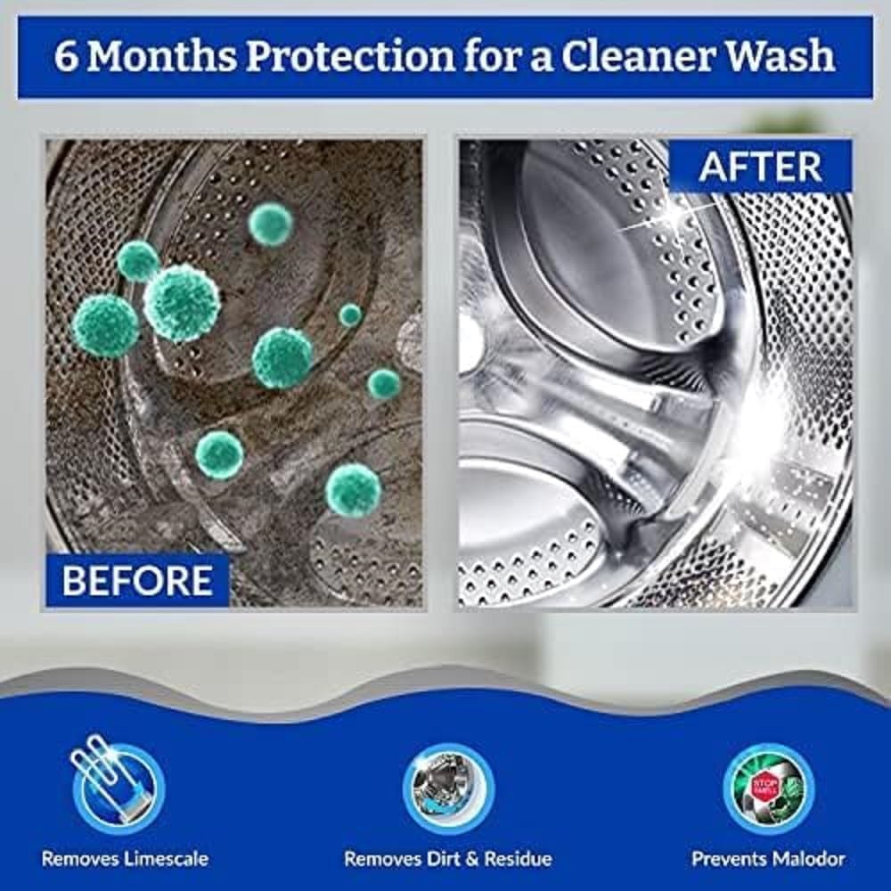 UCRAVO Washing Machine Descaler 100g Liquid Cleaner for Front Load & Top Load Machines Drum Cleaning Solution Removes Limescale, Detergent Residue,Odour & Mineral Deep Clean Drum, Extend Machine Life