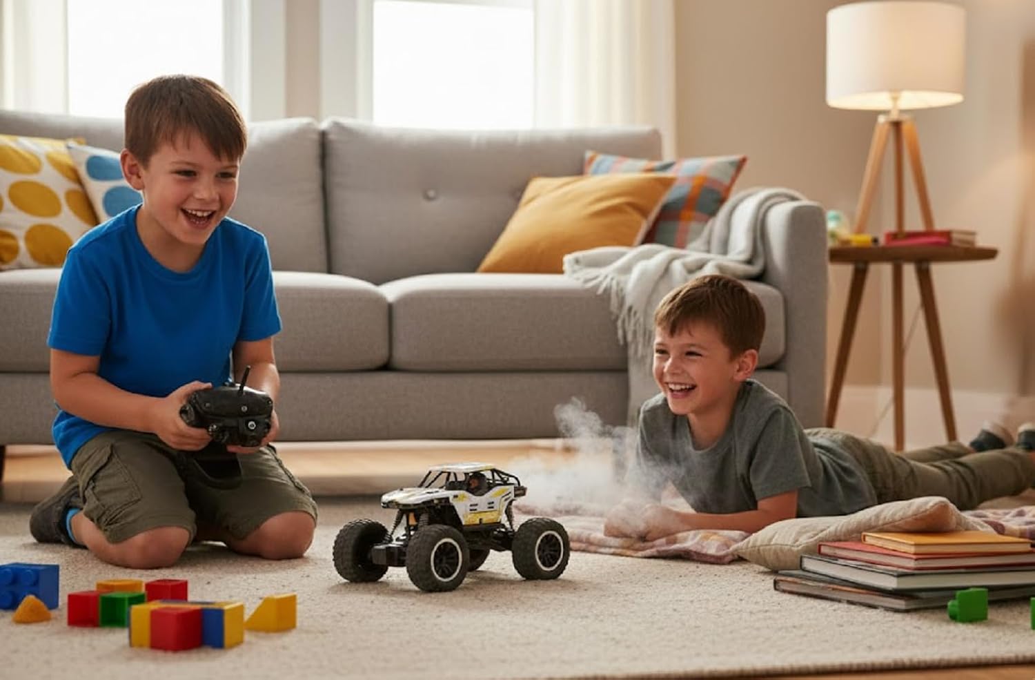 UCRAVO Remote Control Off Road Monster Truck for Kids with Mist Smoke Effect | 2WD Rock Crawler RC Car with 2.4GHz Remote Control | All Terrain Big Wheel RC Toy Vehicle for Boys Girls | RC Car Gift