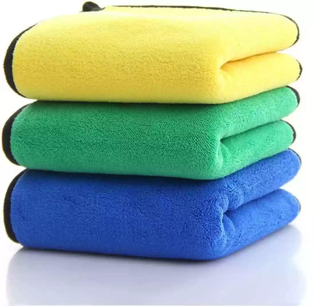 UCRAVO 3pcs (30cm x 30 cm) Car Accessices Microfiber Cleaning Cloth, Extra Thick Microfiber Towel Absorbent Dust Cloths, Multi-Purpose Cloths for Car, Bike Cleaning, Household Cleaning