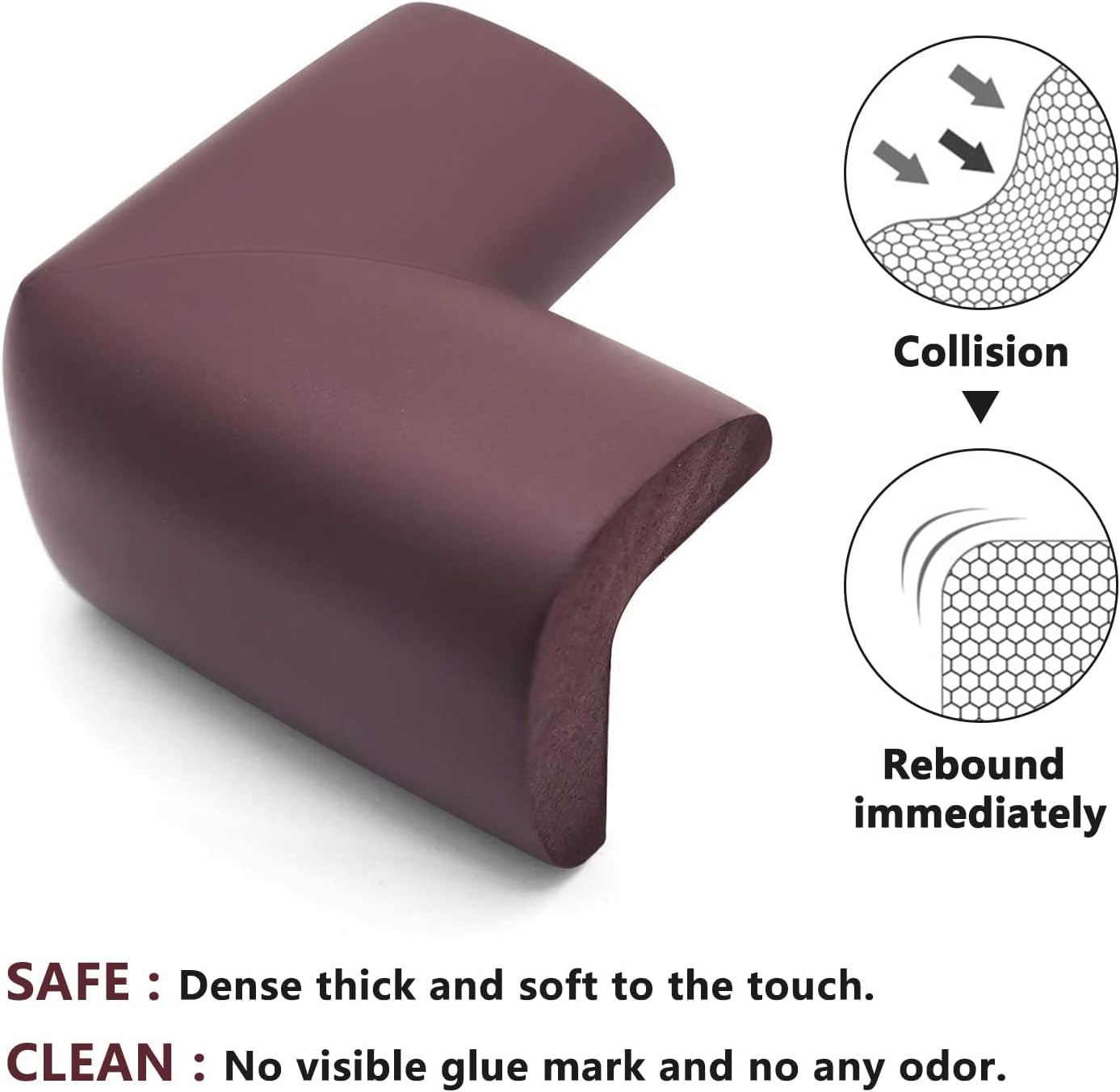 UCRAVO 8 pcs Brown Baby Safety Table Corner Protectors, Furniture Corner and Edge Safety Bumpers, Soft Rubber Foam Cushion Covers, 3M Taped Corner Guards, Baby Child Proofing Pads Rubber Corners