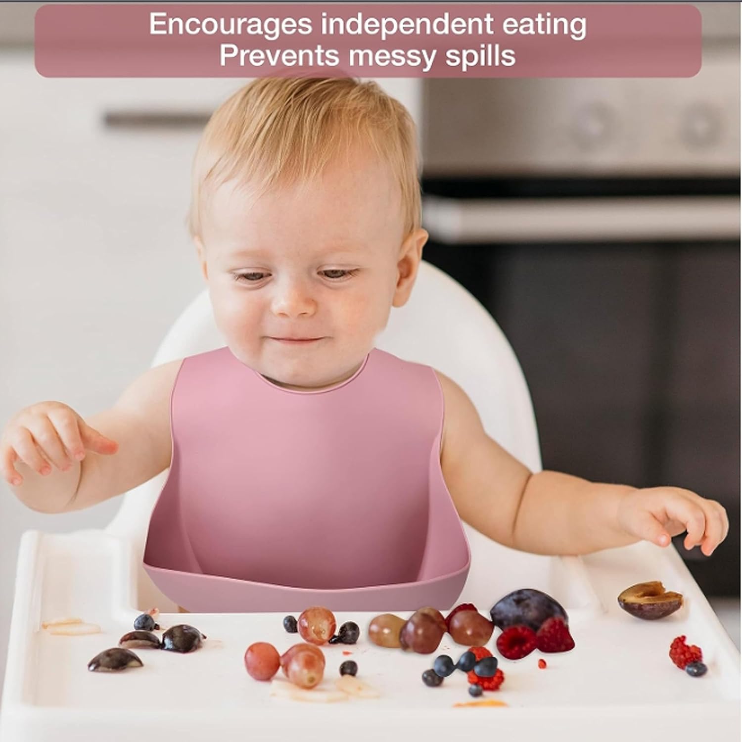 UCRAVO Pink Baby Feeding Set for Girls Silicone Baby Led Weaning Set with Adjustable Bib, Suction Plate, Suction Bowl, Baby Training Cup with Straw, Spoon and Fork Set, Toddler Feeding Essentials