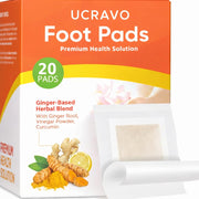 UCRAVO 20 Detox Foot Pads Overnight – Ginger Based Herbal Foot Patches with Ginger Root, Vinegar Powder & Curcumin – Natural Foot Detox Pads for Relaxation, Stress Relief, Night Foot Care Routine